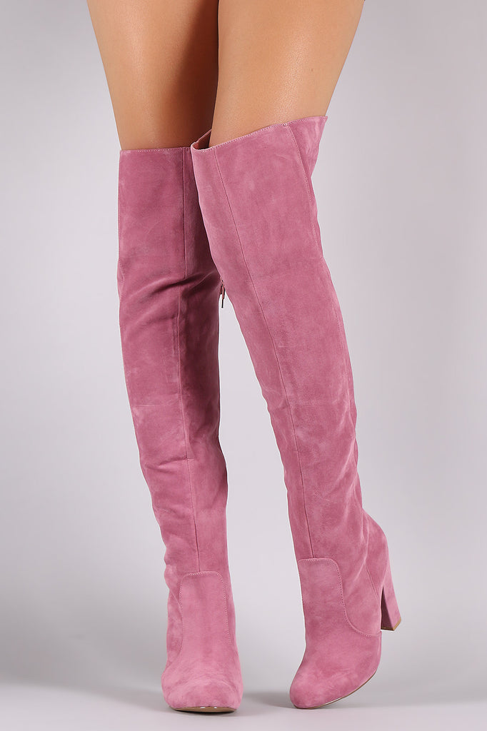 Shoe Republic LA Suede Chunky Heel OTK Boots