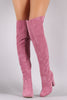 Shoe Republic LA Suede Chunky Heel OTK Boots