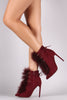 Liliana Fur Accent Lace Up Ankle Booties
