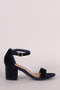 Bamboo Velvet Ankle Strap Block Heel