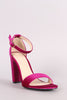 Bamboo Velvet Open Toe Chunky Heel