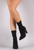 Fitted Elastane Pointy Toe Thick Heeled Boots