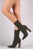 Fitted Elastane Pointy Toe Thick Heeled Boots