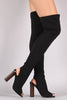 Elastane Fitted OTK Cutaway Heel Peep Toe Boots