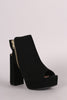 Bamboo Peep Toe Mule Chunky Heel Booties