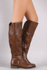 Round Toe Buckled Accent Riding Boots