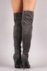 Suede Corset Lace-Up Stiletto Over-The-Knee Boots