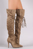 Suede Corset Lace-Up Stiletto Over-The-Knee Boots