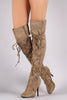 Suede Corset Lace-Up Stiletto Over-The-Knee Boots
