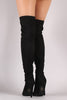 Suede Fitted OTK Pointy Toe Stiletto Boots