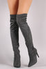 Suede Fitted OTK Pointy Toe Stiletto Boots