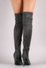 Suede Fitted OTK Pointy Toe Stiletto Boots