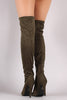 Suede Fitted OTK Pointy Toe Stiletto Boots