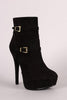 Suede Double Buckle Platform Stiletto Booties
