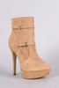 Suede Double Buckle Platform Stiletto Booties