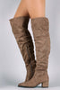 Suede Over-The-Knee Back Slit Block Heel Boots