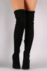 Over-The-Knee Suede Almond Toe Self-Tie Back Boots