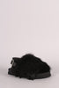 Furry Open Toe Slingback Footbed Sandal