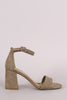 Bamboo Suede Ankle Strap Flared Heel