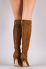 Suede Grommets Corset Lace Up Stiletto Boots