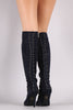 Suede Grommets Corset Lace Up Stiletto Boots