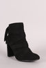 Qupid Strappy Tassel Suede Chunky Heeled Booties