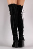Over-The-Knee Back Corset Chunky Heel Boots