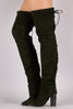 Over-The-Knee Back Corset Chunky Heel Boots