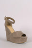 Bamboo Suede Ankle Strap Platform Wedge