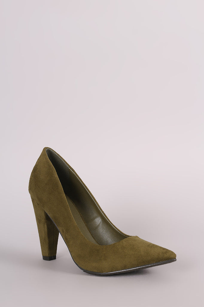 Breckelle Suede Chunky Heeled Pointy Toe Pump