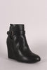 Bamboo Strappy Buckled Wedge Booties