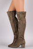 Suede Block Heeled Over-The-Knee Boots