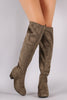 Suede Block Heeled Over-The-Knee Boots