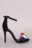 Shoe Republic LA Cluster Pom Pom Ankle Strap Heel