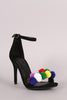 Shoe Republic LA Cluster Pom Pom Ankle Strap Heel