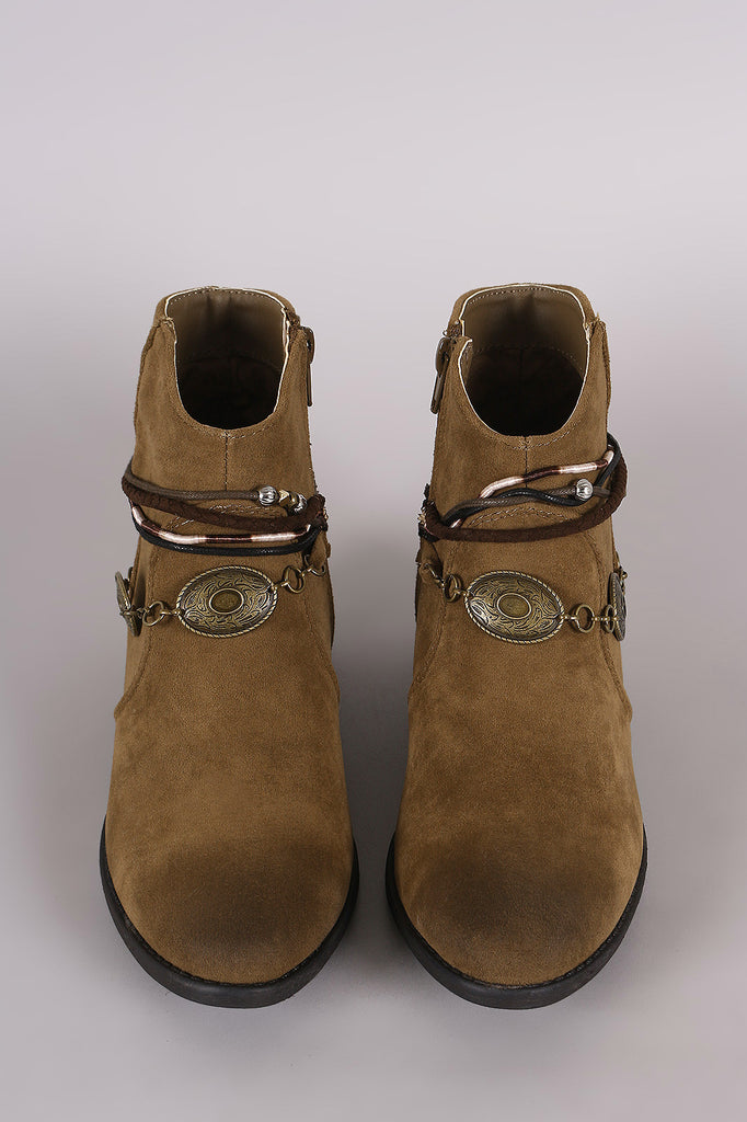 Qupid Suede Anklet Western Ankle Boots