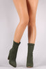 Liliana Elastane Pointy Toe Chunky Heeled Mid Calf Boots