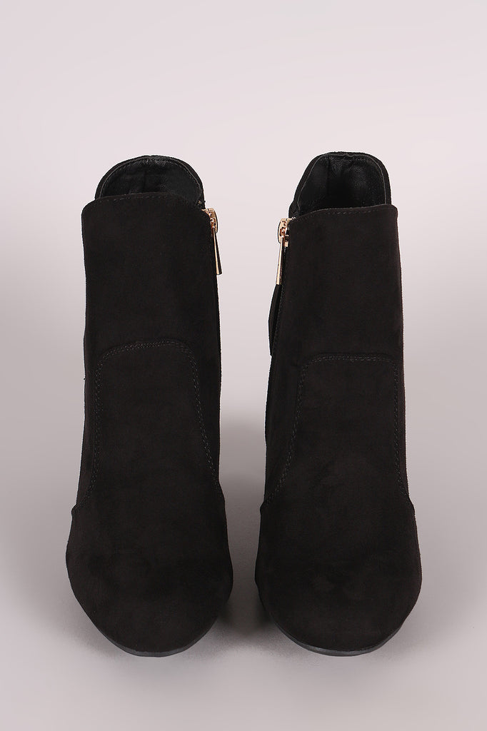 Bamboo Suede Knotted-Tie Chunky Heeled Booties