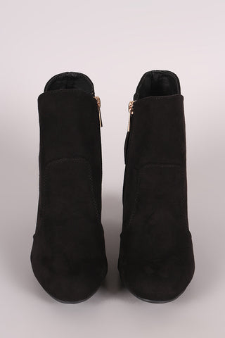 Bamboo Suede Knotted-Tie Chunky Heeled Booties