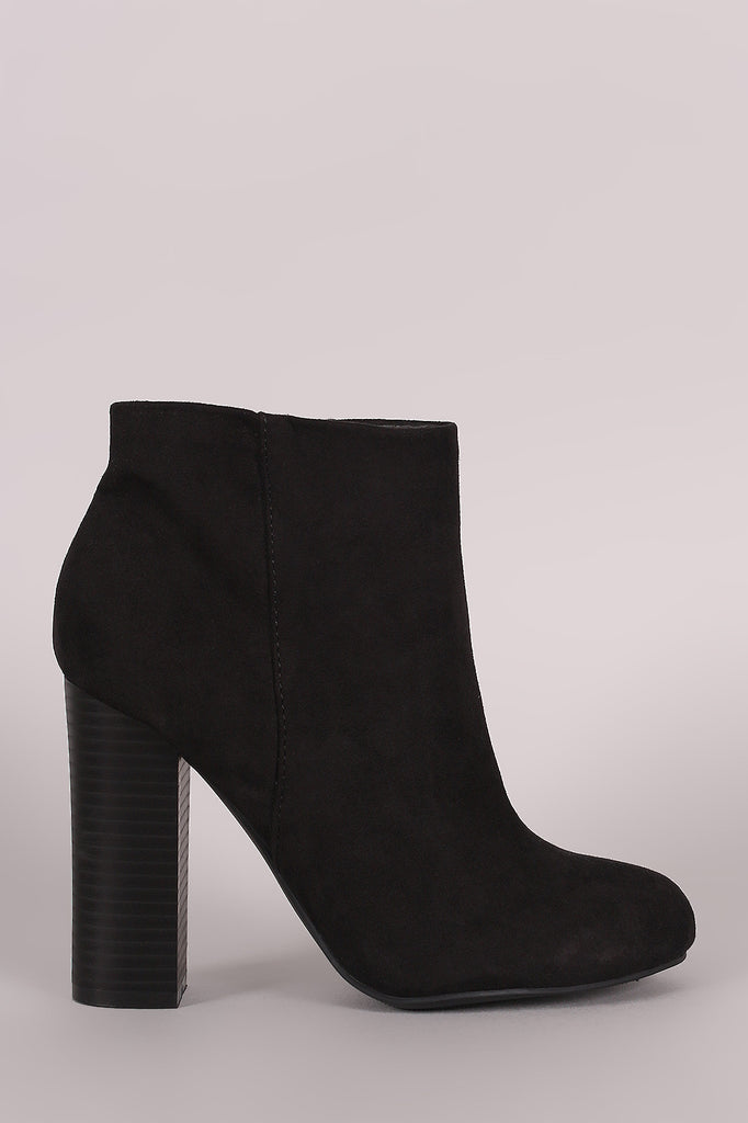 Bamboo Suede Chunky Heeled Ankle Boots