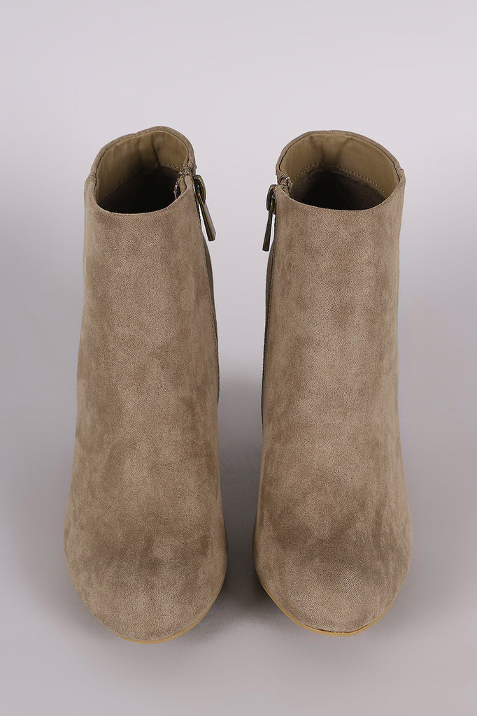 Bamboo Suede Chunky Heeled Ankle Boots