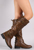 Qupid Triple Buckle Strap Riding Knee High Boots