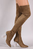 Fitted Suede Lucite Chunky Heeled Over-The-Knee Boots