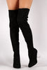 Wild Diva Lounge Suede Chunky Lucite Heel Boots