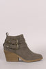 Qupid Nubuck Buckled Chunky Heeled Ankle Boots