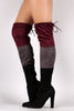 Suede Tri-color Over-The-Knee Chunky Heel Boots