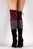 Suede Tri-color Over-The-Knee Chunky Heel Boots