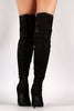 Suede Laser Cutout Over-The-Knee Stiletto Boots