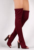 Fitted Elastane Peep Toe Over-The-Knee Chunky Heel Boots