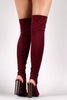 Fitted Elastane Peep Toe Over-The-Knee Chunky Heel Boots